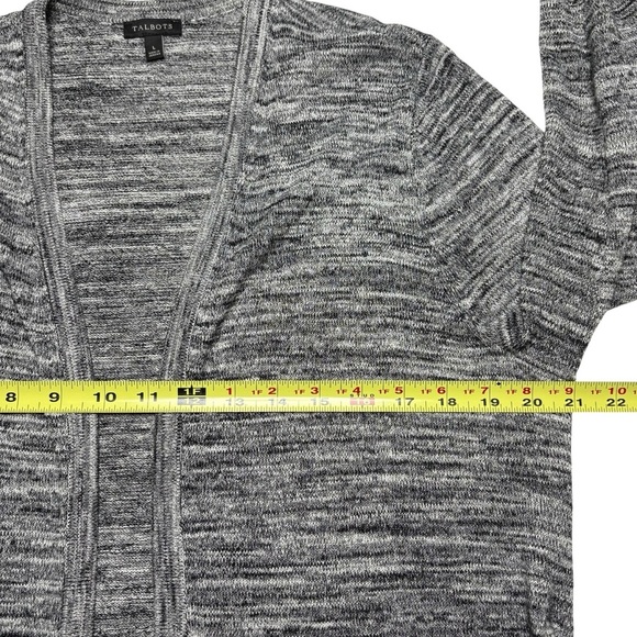 Talbots Lightweight Marled Duster Cardigan Size L Open Front Knee Length Slits - Picture 9 of 13